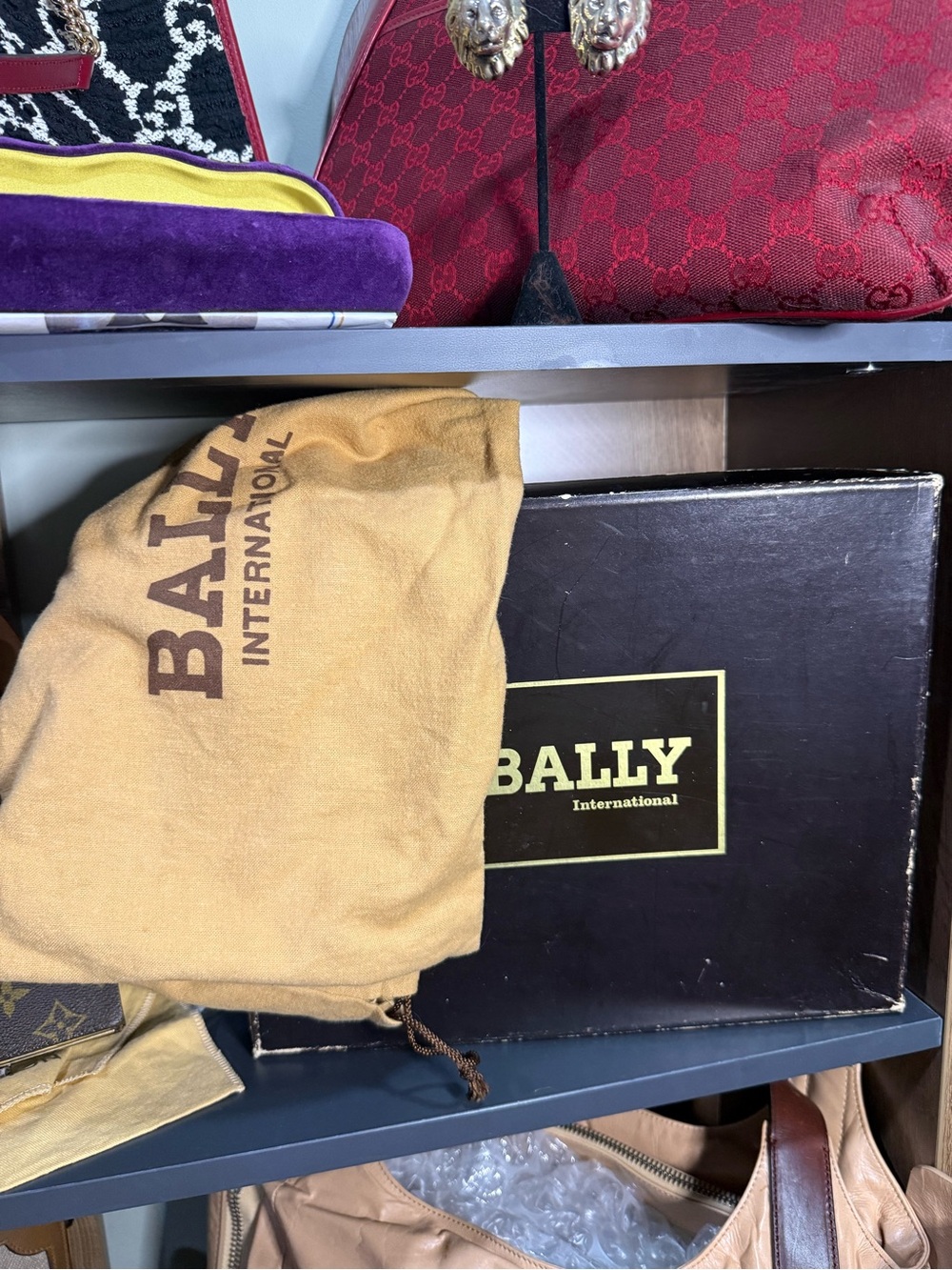 Vintage Bally International Italy Tan Leather & canvas Turn Lock Shoulder Bag - Picture 11 of 11